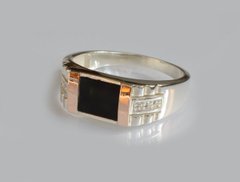 Срібний перстень печатка з накладками із золота М11 24