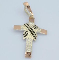 Чоловічий хрест срібло з золотом к-6