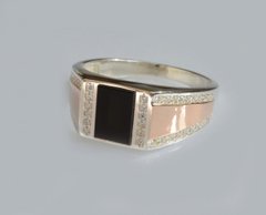 Срібний перстень печатка з накладками із золота М10 24