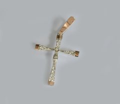 Срібний хрестик з золотими вставками к-8