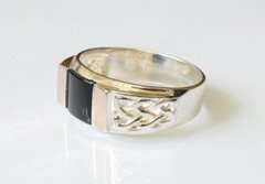 Срібний перстень печатка з накладками із золота М 7 24