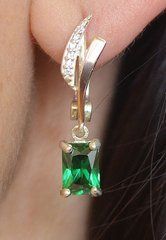 Серьги серебряные с золотыми накладками и фианитами 100с