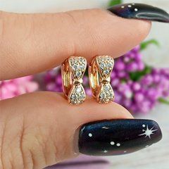 Серьги кольца детские Xuping Бантики медицинское золото позолота 18К А/В 1-1197