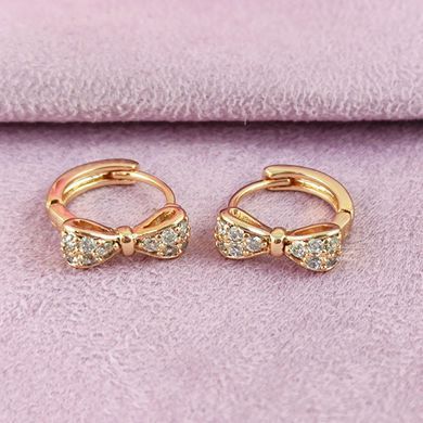 Серьги кольца детские Xuping Бантики медицинское золото позолота 18К А/В 1-1197