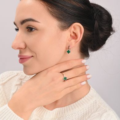 Серебряное кольцо с клевером и золотыми вставками 307к-2 15