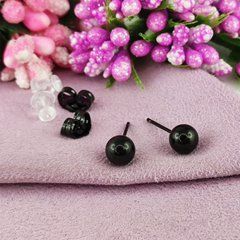Серьги гвоздики Xuping 6 мм х 6 мм медицинское золото позолота Black А/В 1-3501
