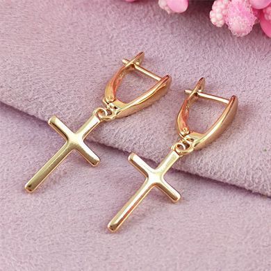Сережки підвіски Xuping Хрестики медичне золото позолота 18К англійська застібка А/В 1-0768