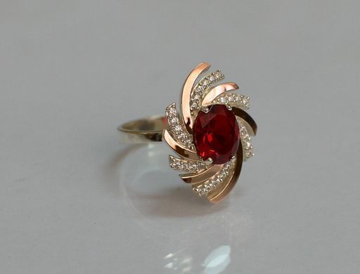 Серебряное кольцо с золотыми вставками 156к 15