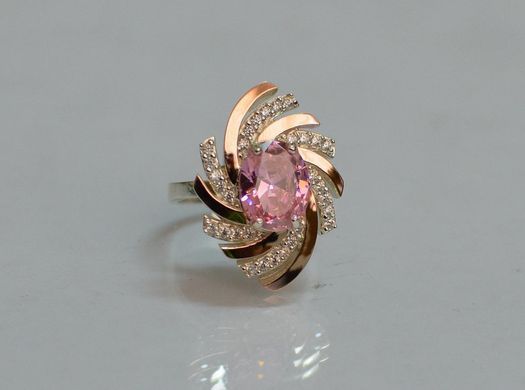 Серебряное кольцо с золотыми вставками 156к 15