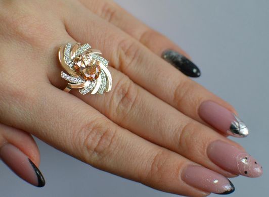 Серебряное кольцо с золотыми вставками 156к 15