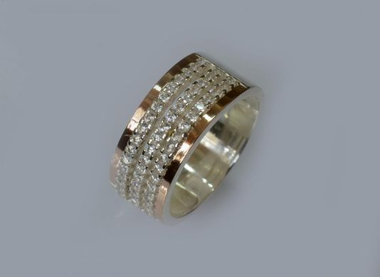 Серебряное кольцо с пластинами золота 201к 15