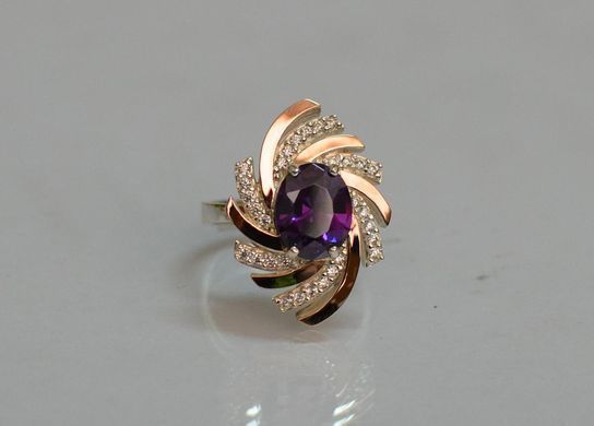 Серебряное кольцо с золотыми вставками 156к 15