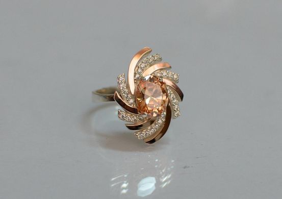 Серебряное кольцо с золотыми вставками 156к 15