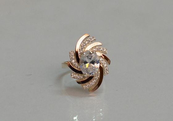 Серебряное кольцо с золотыми вставками 156к 15