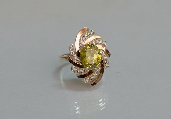 Серебряное кольцо с золотыми вставками 156к 15