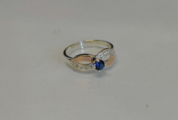Серебряное кольцо с золотыми накладками 030к 15