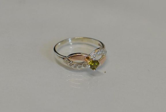 Серебряное кольцо с золотыми накладками 030к 15