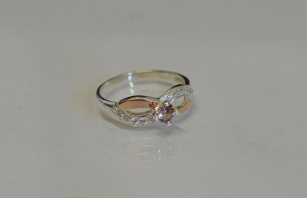 Серебряное кольцо с золотыми накладками 030к 15