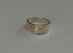 Серебряное кольцо с золотыми накладками 002к 22