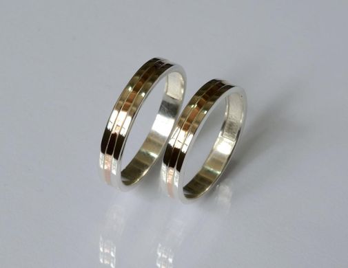 Обручальное кольцо из серебра с золотом Обр39 15