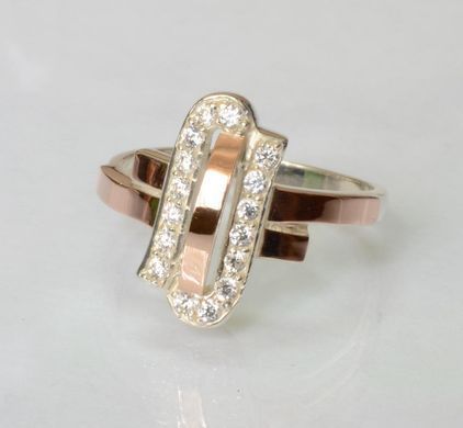 Серебряное кольцо со вставками из золота 006к 15