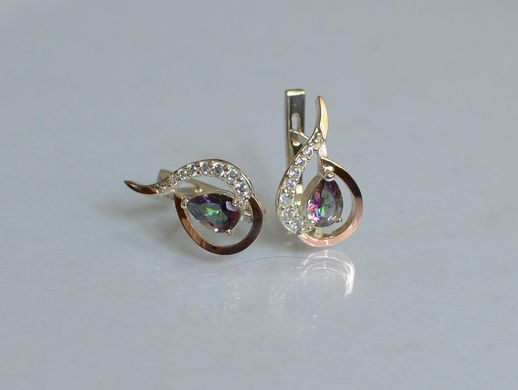 Серебряные серьги с золотыми пластинами 164с