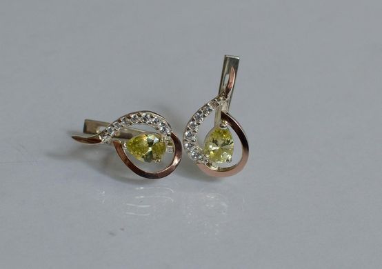 Серебряные серьги с золотыми пластинами 164с