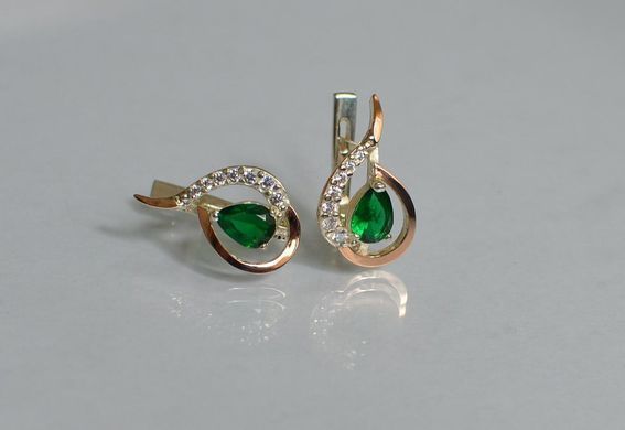 Серебряные серьги с золотыми пластинами 164с
