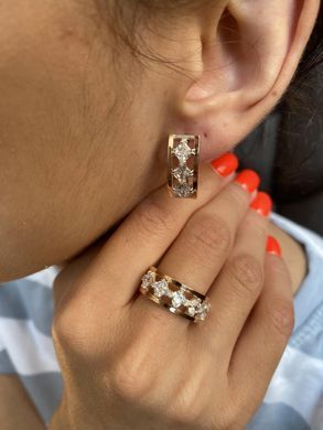 Серебряное кольцо с золотыми вставками 15