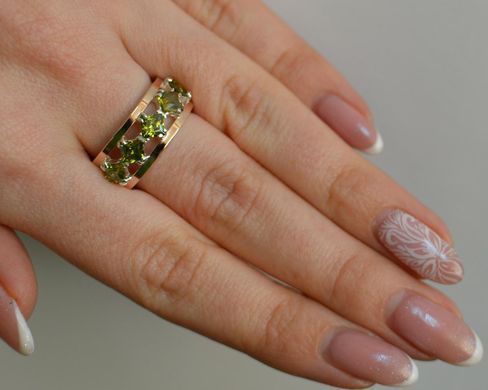 Серебряное кольцо с золотыми вставками 15