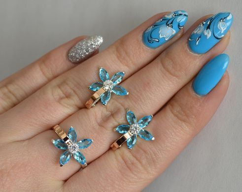 Серебряный набор с золотыми пластинами 034 15
