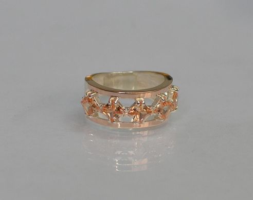 Серебряное кольцо с золотыми вставками 15