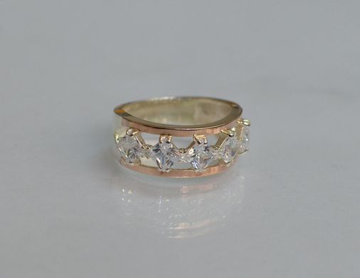 Серебряное кольцо с золотыми вставками 15