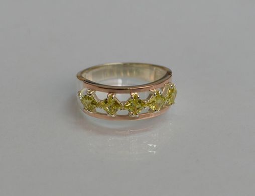 Серебряное кольцо с золотыми вставками 15