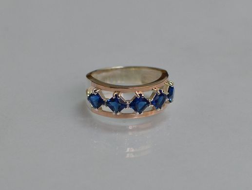 Серебряное кольцо с золотыми вставками 15