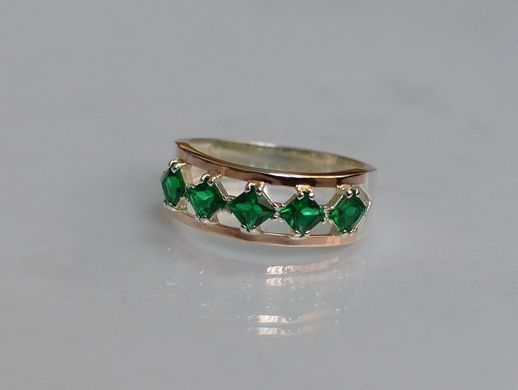Серебряное кольцо с золотыми вставками 15