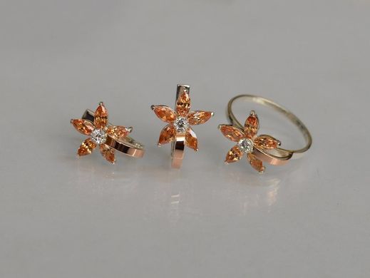 Серебряный набор с золотыми пластинами 034 15