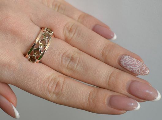 Серебряное кольцо с золотыми вставками 15