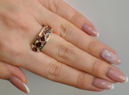 Серебряное кольцо с золотыми вставками 15