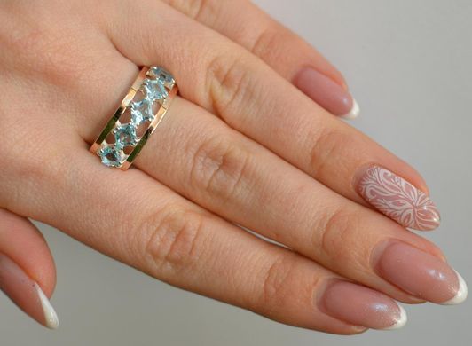 Серебряное кольцо с золотыми вставками 15