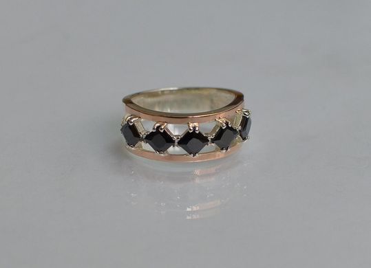 Серебряное кольцо с золотыми вставками 15