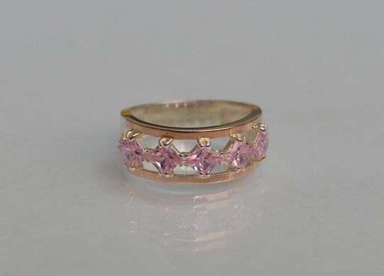Серебряное кольцо с золотыми вставками 15