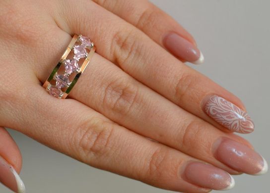 Серебряное кольцо с золотыми вставками 15