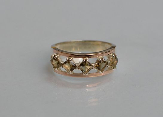 Серебряное кольцо с золотыми вставками 15