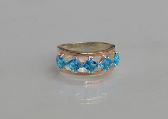 Серебряное кольцо с золотыми вставками 15