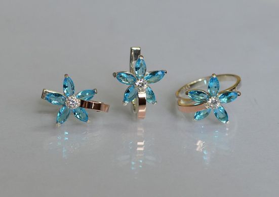 Серебряный набор с золотыми пластинами 034 15