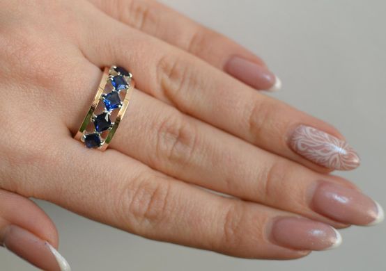 Серебряное кольцо с золотыми вставками 15
