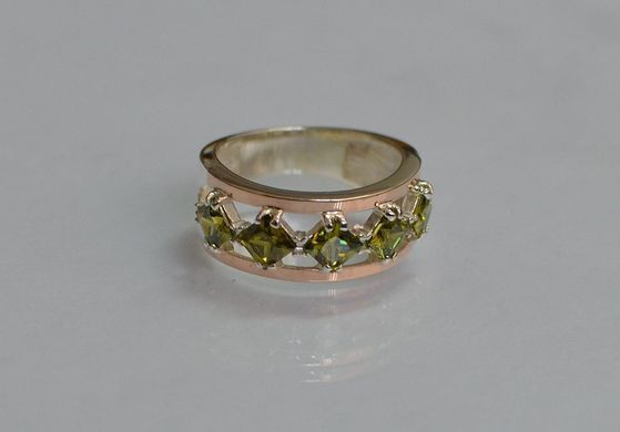 Серебряное кольцо с золотыми вставками 15