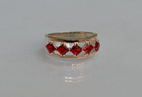 Серебряное кольцо с золотыми вставками 15