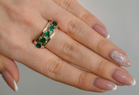 Серебряное кольцо с золотыми вставками 15